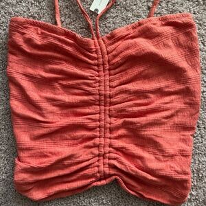 Anthropologie Red Fitted Ruched Camisole